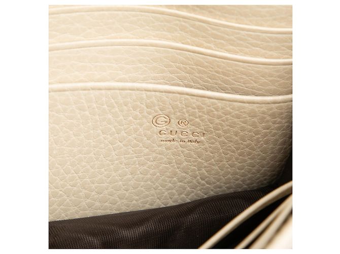 Cartera con cadena Gucci en piel de becerro Dollar marrón con G entrelazadas Castaño Beige - vista 5