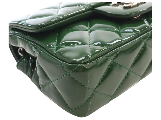 Chanel Green Extra Mini Rectangular Classic Patent Single Flap Verde Verde scuro - vista 10