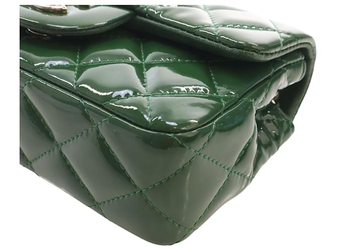 Chanel Green Extra Mini Rectangular Classic Patent Single Flap Verde Verde scuro - vista 11