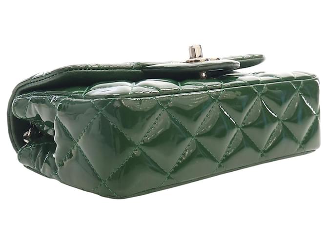Chanel Green Extra Mini Rectangular Classic Patent Single Flap Verde Verde scuro - vista 12