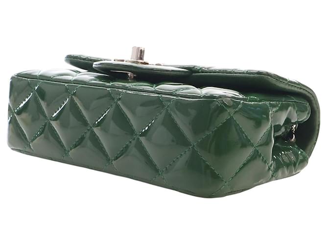 Chanel Green Extra Mini Rectangular Classic Patent Single Flap Verde Verde scuro - vista 13