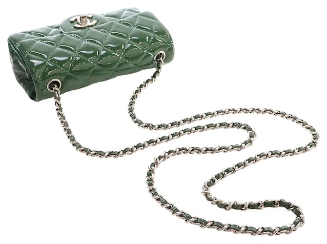 Chanel Green Extra Mini Rectangular Classic Patent Single Flap Verde Verde scuro - vista 14