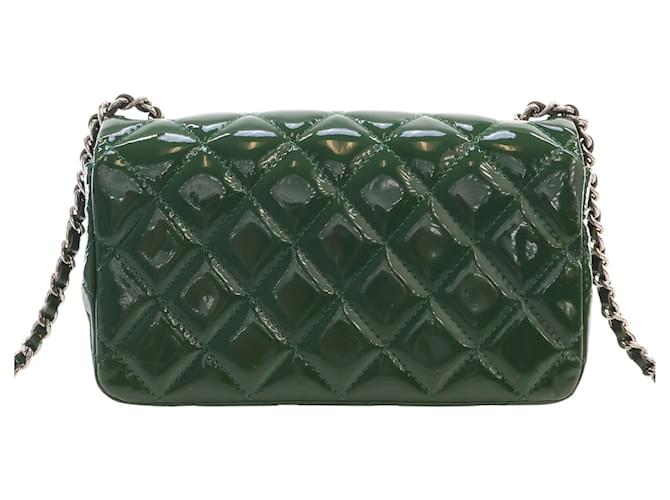 Chanel Green Extra Mini Rectangular Classic Patent Single Flap Verde Verde scuro - vista 2