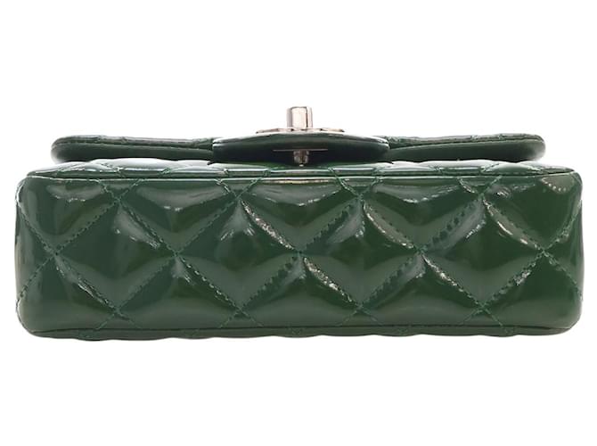 Chanel Green Extra Mini Rectangular Classic Patent Single Flap Verde Verde scuro - vista 3