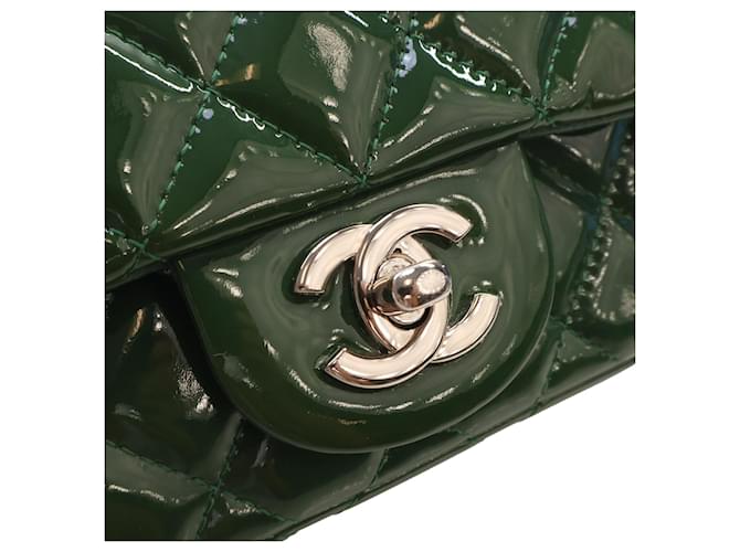Chanel Green Extra Mini Rectangular Classic Patent Single Flap Verde Verde scuro - vista 5