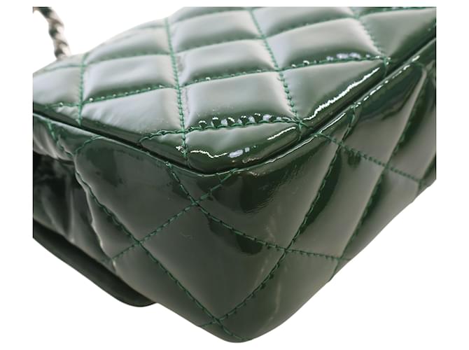Chanel Green Extra Mini Rectangular Classic Patent Single Flap Verde Verde scuro - vista 8