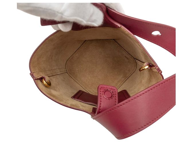Mini borsa a secchiello LOEWE in pelle di vitello martellata rossa Rosso Bordò - vista 4