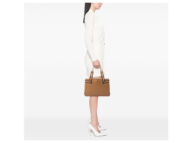 Borsa a mano Gucci in pelle di vitello marrone con fascia Web Cammello - vista 6