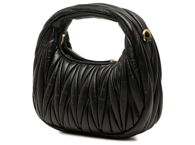Borsa Wander Miu Miu Mini in Nappa Matelassé Nera Nero - vista 2