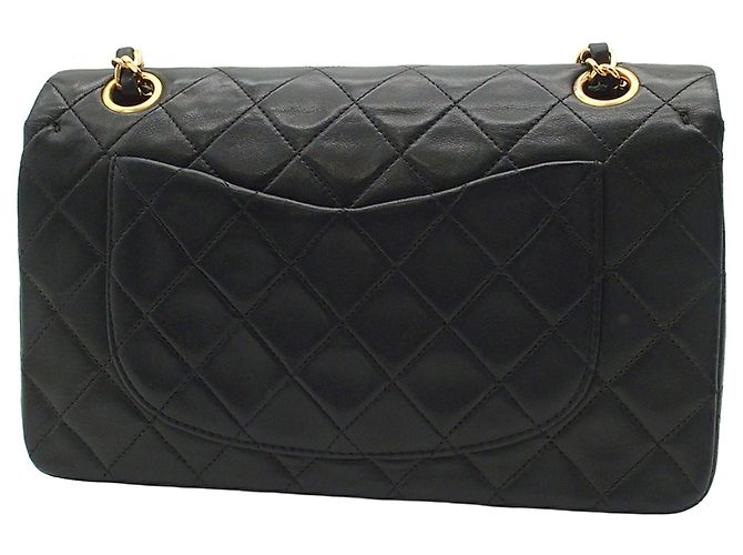 Chanel Black Small Classic Lambskin Double Flap Nero - vista 2
