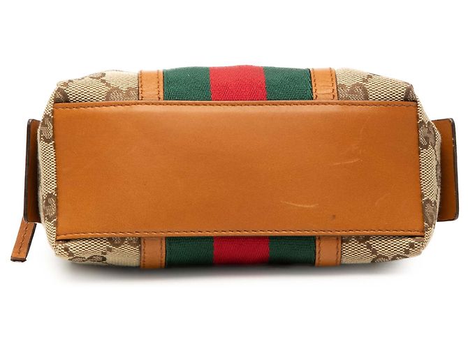 Necessaire Gucci in tela GG beige con banda Web - vista 3