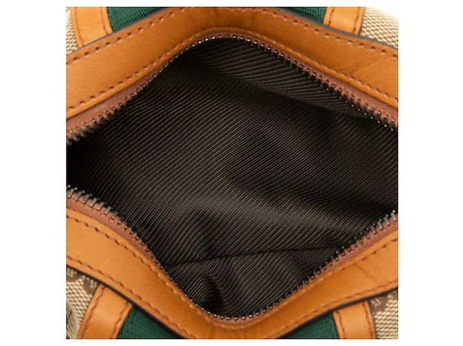 Necessaire Gucci in tela GG beige con banda Web - vista 4