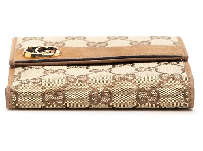Cartera compacta trifold Gucci de lona GG beige - vista 3