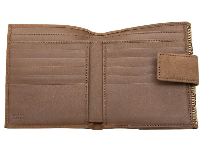 Cartera compacta trifold Gucci de lona GG beige - vista 4