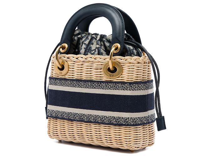 Dior Beige Mini Wicker Oblique Lady Dior - vista 2