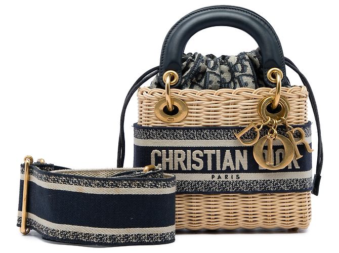 Dior Beige Mini Wicker Oblique Lady Dior - vista 6