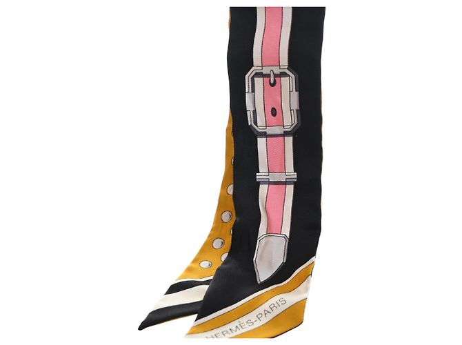 Hermès Black Grand Tralala Seidentuch Twilly - Ansicht 6