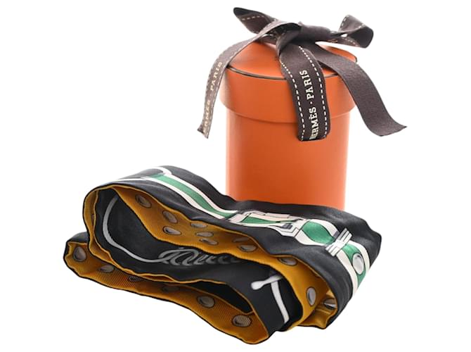 Hermès Black Grand Tralala Seidentuch Twilly - Ansicht 7