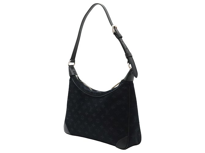 Louis Vuitton Black Monogram Mini Satin Boulogne Nero - vista 2