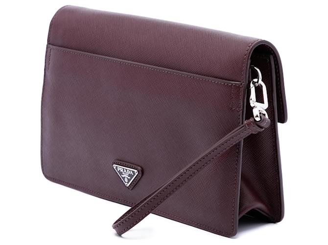 Clutch Prada Red Saffiano Push Lock Rosso Bordò - vista 2