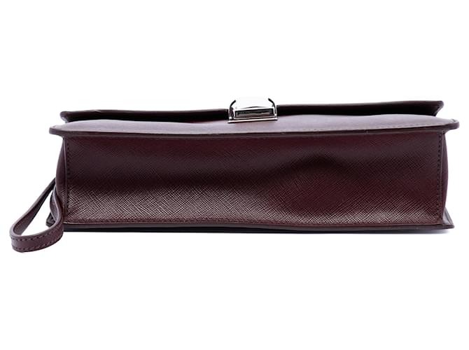 Clutch Prada Red Saffiano Push Lock Rosso Bordò - vista 3