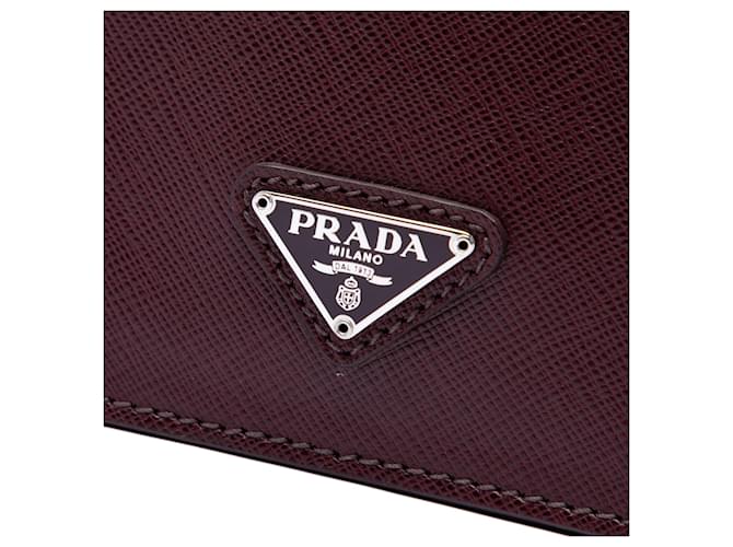 Clutch Prada Red Saffiano Push Lock Rosso Bordò - vista 5