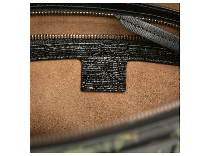 Borsa a tracolla Gucci in pelle di vitello nera con stampa Tropical Bird Nero - vista 5