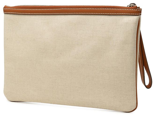 Clutch Gucci in tela beige con logo - vista 2