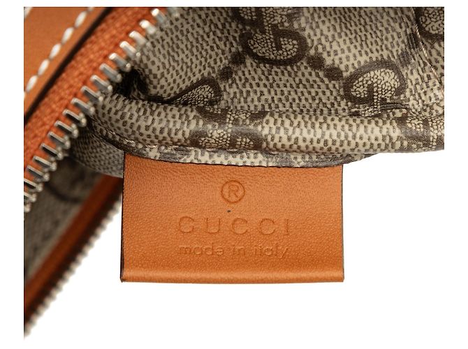 Clutch Gucci in tela beige con logo - vista 5