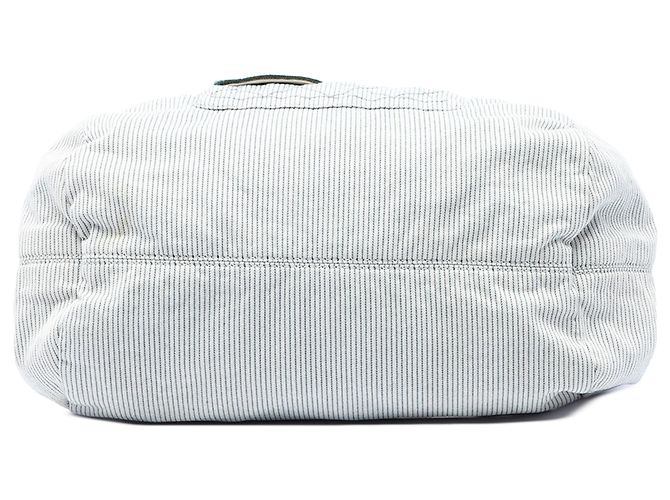 Borsa Chanel Coco Paris in tela a righe grigie Marrone - vista 3