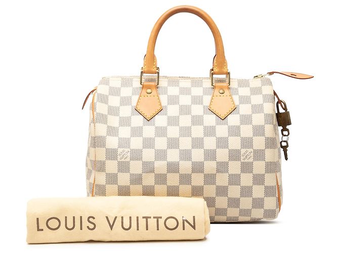 Louis Vuitton White Damier Azur Speedy 25 Bianco - vista 7