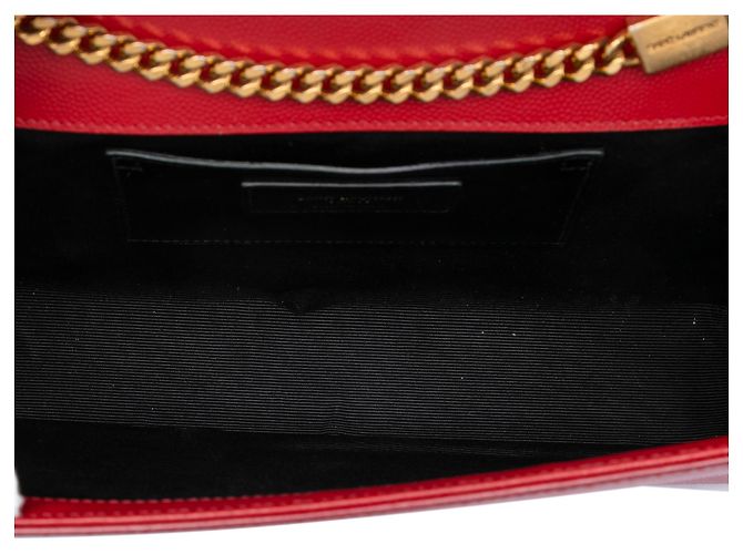 Saint Laurent Red Medium Grain De Poudre Monogram Kate Crossbody Rosso - vista 4