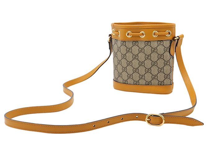 Borsa a secchiello Gucci Beige EXO KAI Mini GG Supreme Ophidia - vista 2