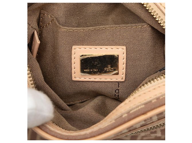 Borsa a tracolla Fendi Beige Zucchino Canvas - vista 5