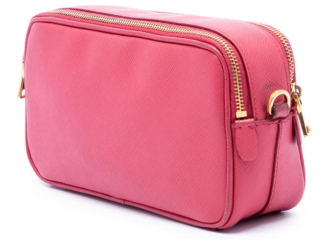 Prada Mini Borsa Camera Double Zip in Saffiano Rosa - vista 2