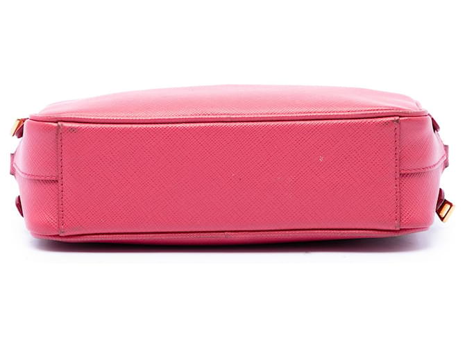 Prada Mini Borsa Camera Double Zip in Saffiano Rosa - vista 3