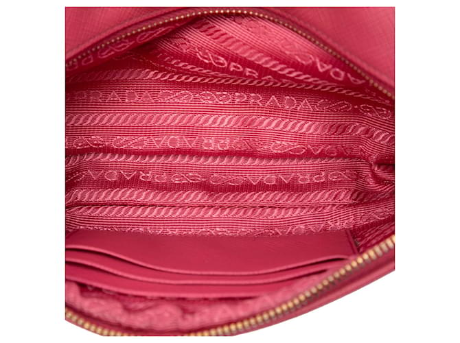 Prada Mini Borsa Camera Double Zip in Saffiano Rosa - vista 4