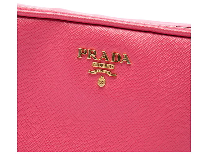Prada Mini Borsa Camera Double Zip in Saffiano Rosa - vista 5