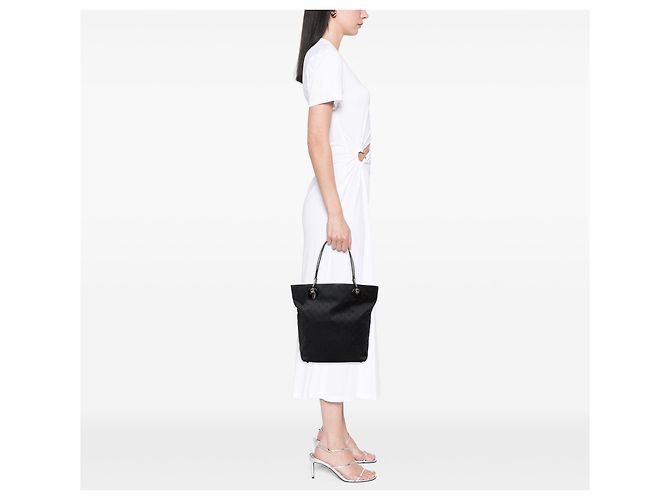 Borsa Tote Gucci Large GG Canvas Eclipse Nera Nero - vista 6