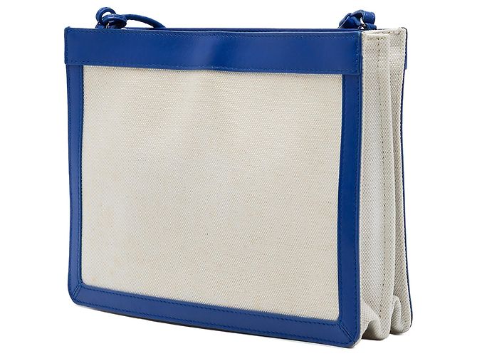 Balenciaga Pochette Crossbody in tela marrone e blu navy - vista 2