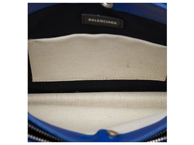 Balenciaga Pochette Crossbody in tela marrone e blu navy - vista 4