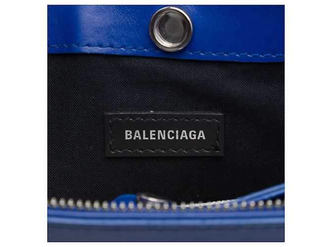 Balenciaga Pochette Crossbody in tela marrone e blu navy - vista 5