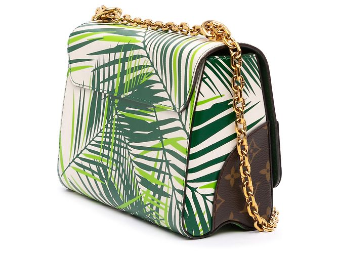 Louis Vuitton White Monogram Palm Print Twist MM Bianco - vista 2