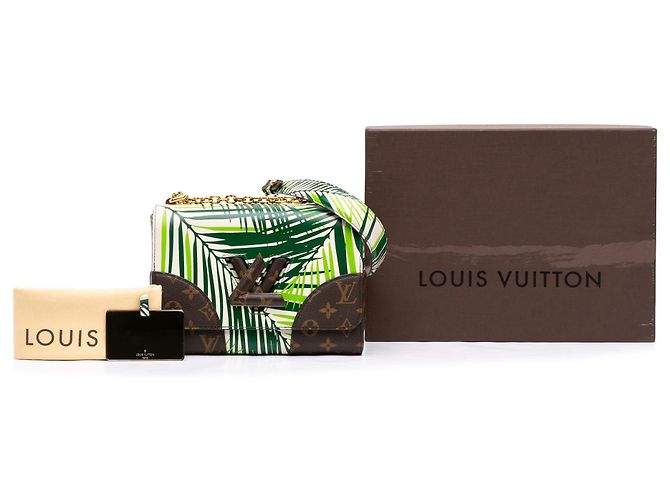 Louis Vuitton White Monogram Palm Print Twist MM Bianco - vista 7