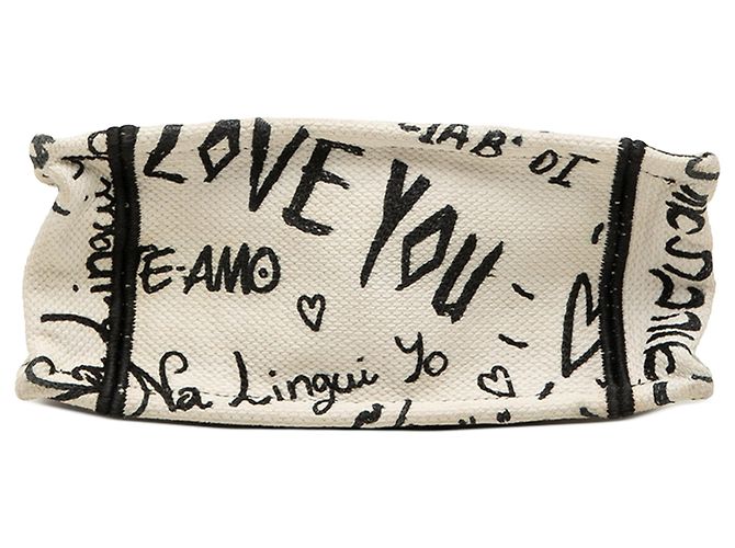 Borsa Dior Book Tote verticale in tela ricamata DiorAmour bianca con graffiti Bianco - vista 3