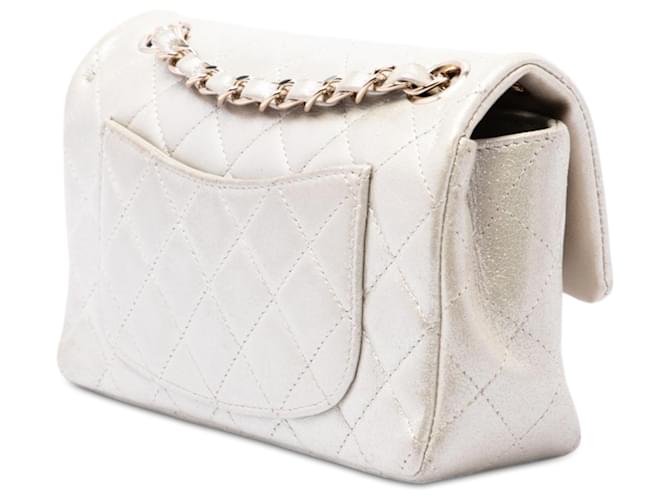 Chanel Gold Mini Rectangular Classic Iridescent Lambskin Single Flap D'oro - vista 2