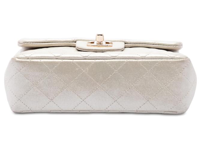 Chanel Gold Mini Rectangular Classic Iridescent Lambskin Single Flap D'oro - vista 3