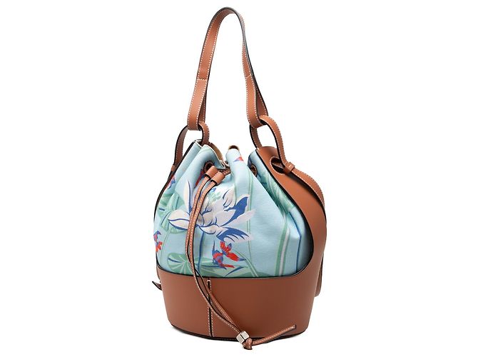 Borsa a secchiello LOEWE Blue Paulas Ibiza Small in tela con stampa sirena e coulisse Blu chiaro - vista 2