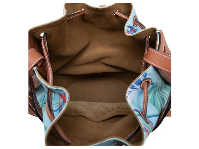 Borsa a secchiello LOEWE Blue Paulas Ibiza Small in tela con stampa sirena e coulisse Blu chiaro - vista 4