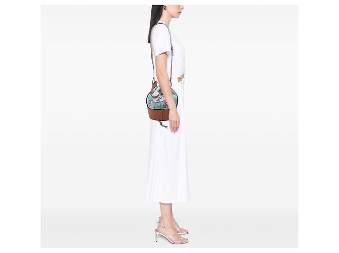 Borsa a secchiello LOEWE Blue Paulas Ibiza Small in tela con stampa sirena e coulisse Blu chiaro - vista 6